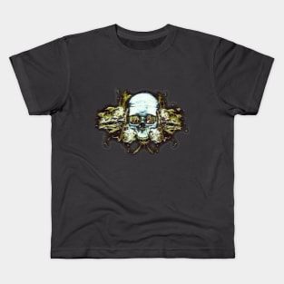 Skull surrounded by golden fog Kids T-Shirt